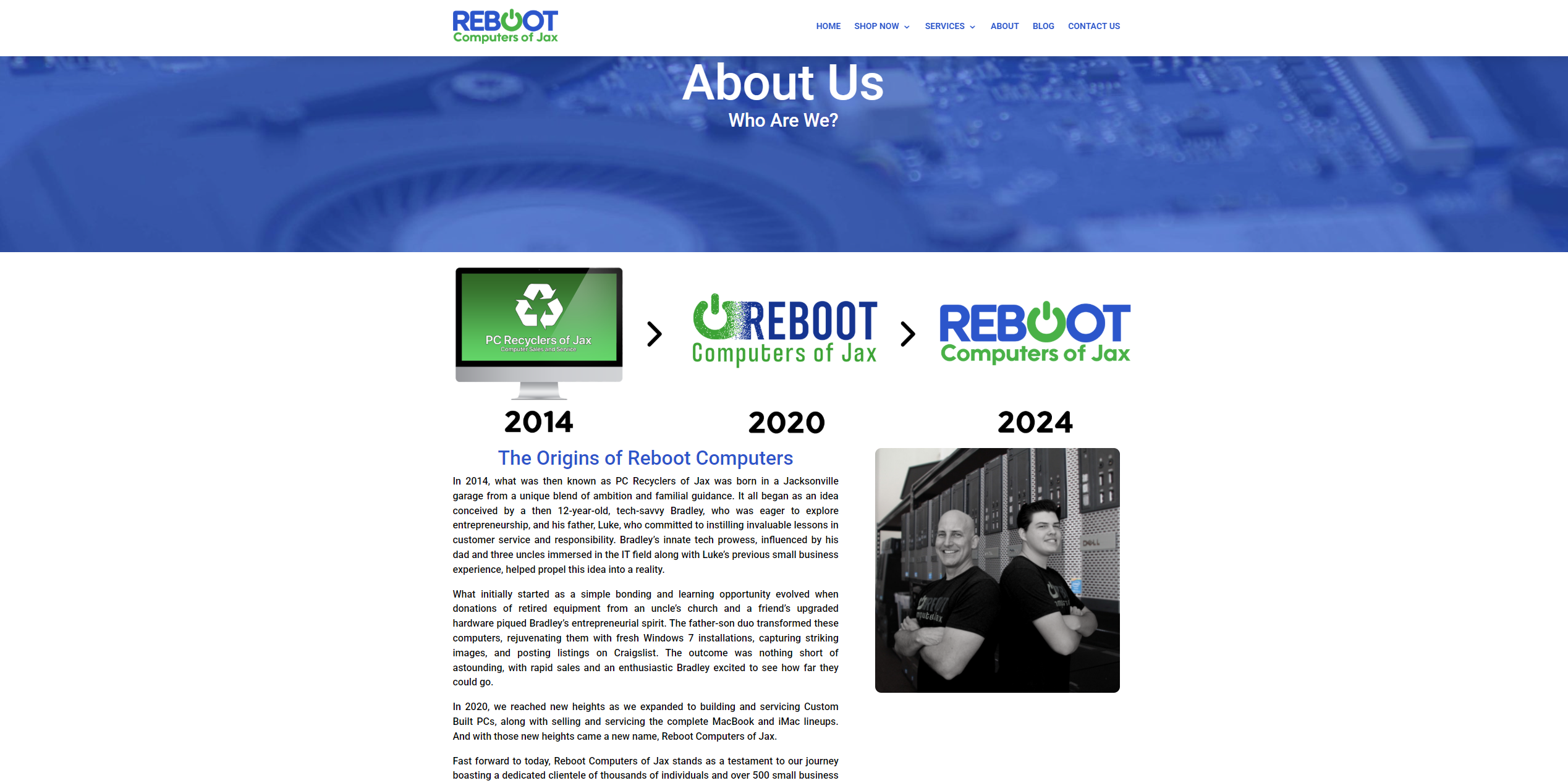 Reboot Computers old about page