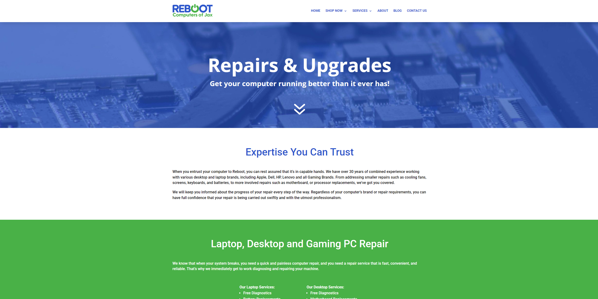 Reboot Computers old repairs page