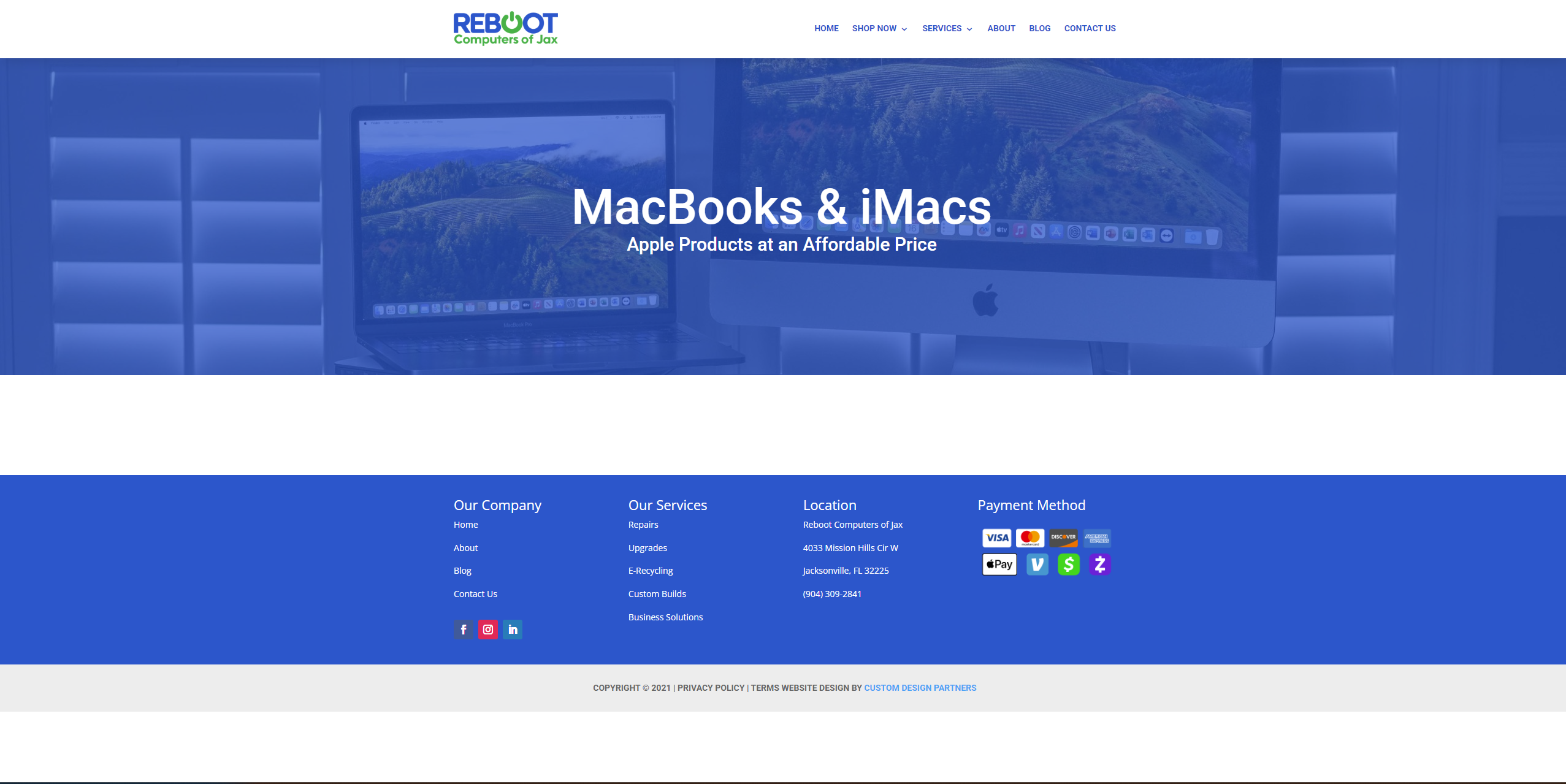 Reboot Computers broken MacBooks shop page showing raw shortcode